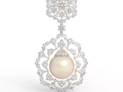 Elite Victorian Style Filigree Pearl Pendant 3D print model