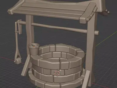 Low Poly Well Low-poly 3D model