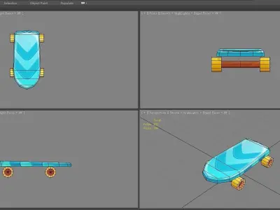 Cartoon toy four-wheeled scooter Low-poly 3D model