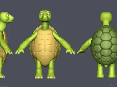 Stylized Cartoon Turtle - Biped 3D model