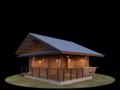 Wooden House Free low-poly 3D model