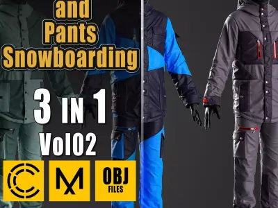 Jackets and Pants Snowboarding  Clo3D  OBJ Vol02 3D model