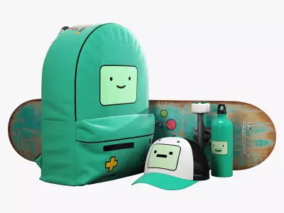 decorative set cartoon turquoise 3D model