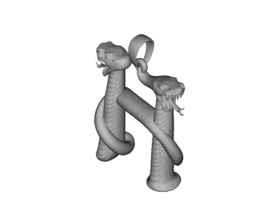 High Detail Snake Letter H Pendant Sculpted 3D Print Model 3D print model