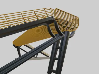 Steel Pedestrian Bridge-Oblique Cone Column Type-24 3D model