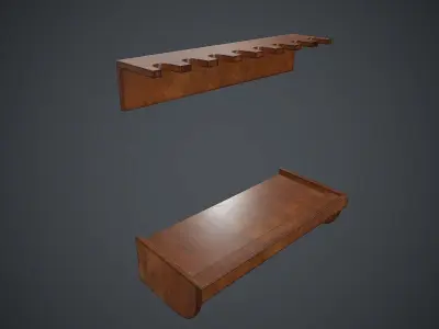 Wooden Weapon Rack 4 PBR Game Ready Low-poly 3D model