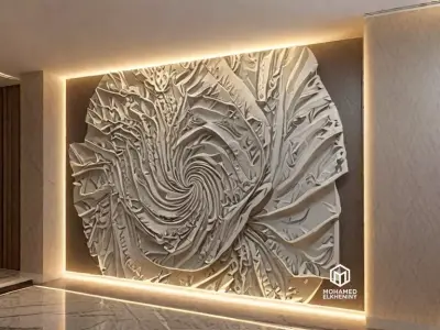 modern panel wall decor set relief stl mural CNC 302 3D model