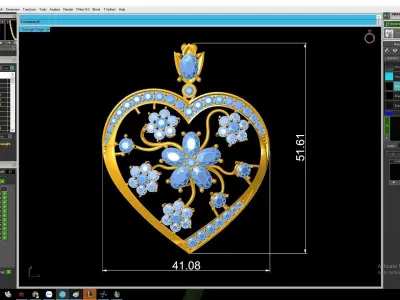 Luxury Heart Flower Diamond Pendant 3D Jewelry Model 3140 3D print model