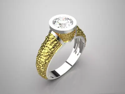 Luxury two-tone solitaire ring with diamond model jr00144 3D print model