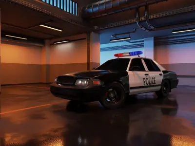 Modern 3d lowpoly service  vehicle  Low-poly 3D model