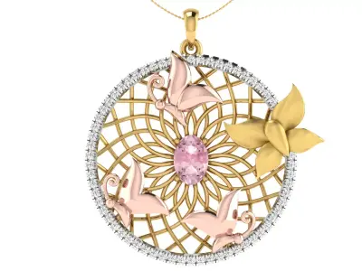 Solitaire Women Pendant 3dm STL OBJ FBX Renders Details 3D print model