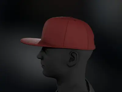 Red Snapback Cap Low-poly 3D model