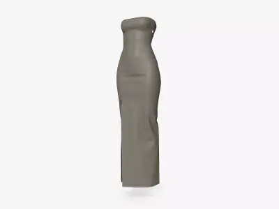 Maxi Dress with Slit Low-poly 3D model