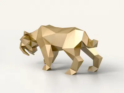 Low Poly Saber Toothed Tiger Low-poly 3D model