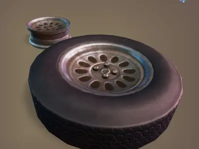 Abandoned Wheel Low-poly 3D model