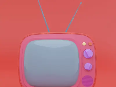 Retro TV receiver television cartoon production subdiv ready 3D model