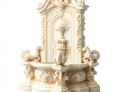 Elegant Marble Fountain model pack Low-poly 3D model