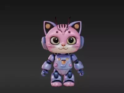 Robot Cat 3D Model - Game Ready - Low poly Low-poly 3D model purchase