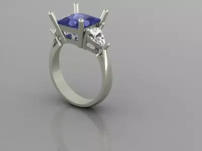 emerald square ring Free 3D print model