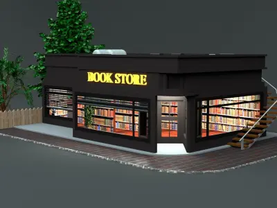 Stylized Book store Created in Maya  Free 3D model