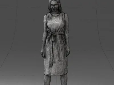 000161 Standing Woman in White Belted Dress 0714 3dp 3D print model