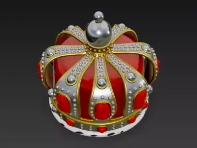 Golden Crown with Emerald Gems 3D model
