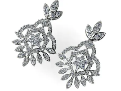 light Wight white gold diamond Earring-Nk-68ER 3D print model