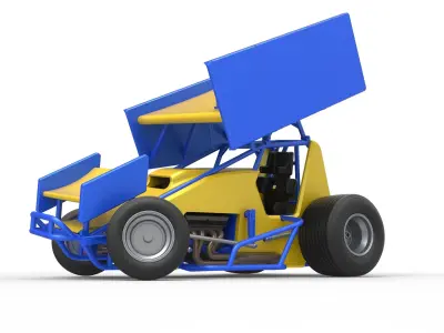 Winged Sprint car while turning Scale 1 to 25 3D print model