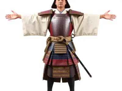 Traditional Samurai Warrior model pack Low-poly 3D model