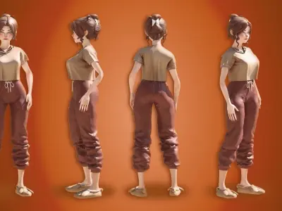  Luna the Scholarly Cat Girl  Low-poly 3D model