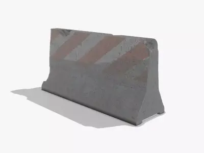 Concrete Road Barrier Destroyed 3D model