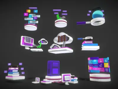 3D Button Collections9 Low-poly 3D model