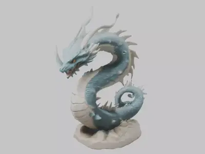 Blue Dragon Figure Low-poly 3D model
