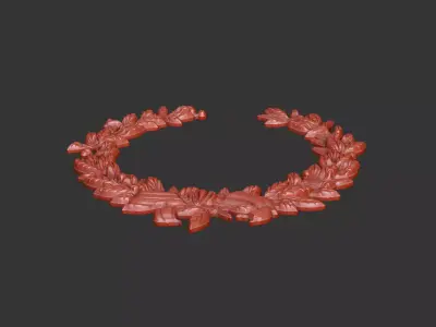 Wreath furniture interior vintage floral frame badge 3D print model