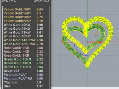Double Heart Diamond Pendant 3D print model
