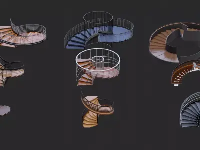 Modern Spiral Stairs Asset Pack 3D model