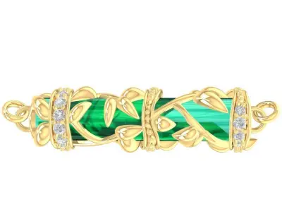 Cylinder Gemstone Floral Gold Pendant Jewelry 2204 3D print model