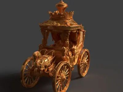Chinese ancient golden  carriage   3D model