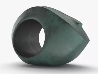 Metal Head Sculpture Low-poly 3D model