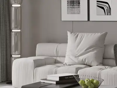 Modern living room dining room interior scenes 450 3D model