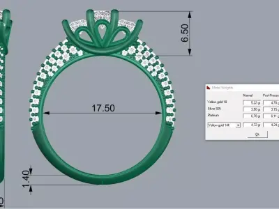Elegant Diamond Ring Brand Gold 3D print model purchase