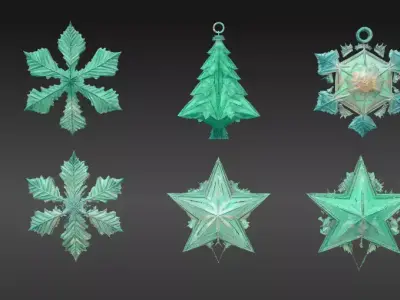 Modular Ornament Set 3D Model Bundle Festive Decorations Low-poly 3D model