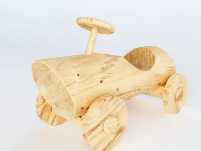 toy wooden car 3D model