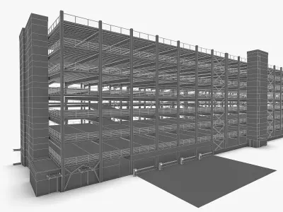 Multistory Parking Garage 01  Low-poly 3D model