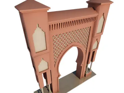 Traditional Moroccan Door Fes City 3D model