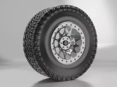  wheel Low-poly 3D model