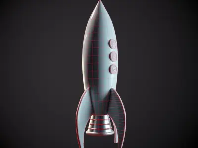 Rocket on the moon PBR Low-poly 3D model