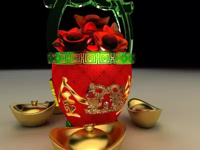 Chinese gold Ingot bucket 3D model