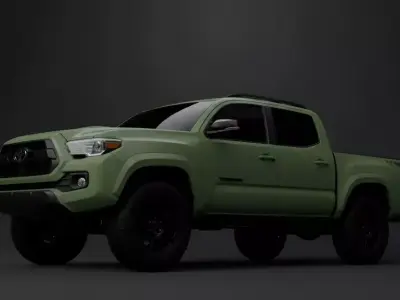 Modern Olive Green Toyota Tacoma Pickup Truck 3D model