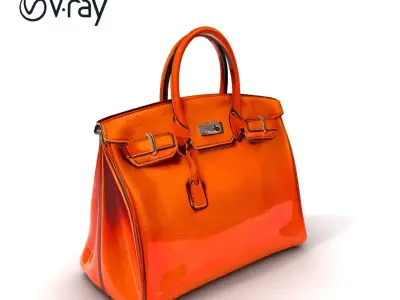 Elegant Orange Handbag D Model Pack Low-poly 3D model